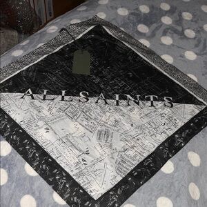 All Saints Black and White Map Scarf